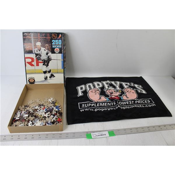 Popeye's Hand Towel, Wayne Gretzky 250pc NHL Hockey Puzzle - As Is