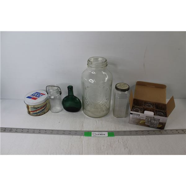 Stokes Shooter Set, Daily Mail Cigarette Tabacco, Flask, (2) Glass Jars