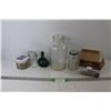 Image 1 : Stokes Shooter Set, Daily Mail Cigarette Tabacco, Flask, (2) Glass Jars