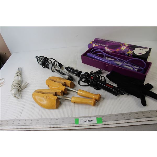Shoe Trees, (3) Women's Curling irons - Tested Works, White Conair Curling Iron Does Not Work