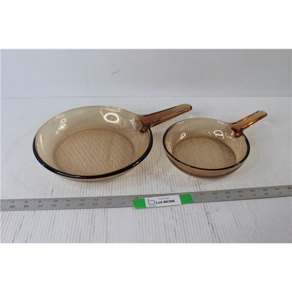 (2) Vision Smoked Glass Pans