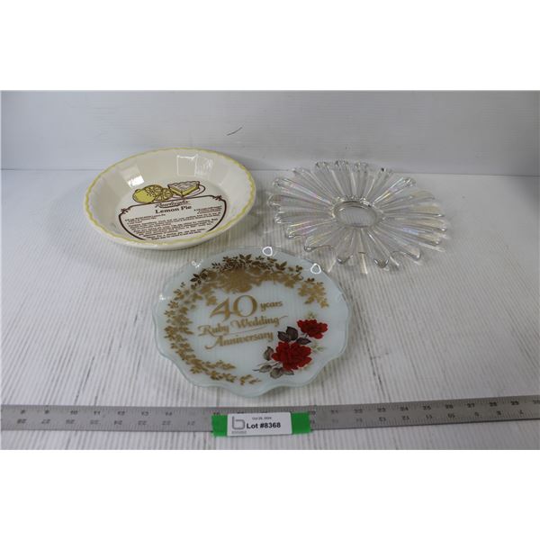 (2) Decorative Plates, Lemon Pie Tray