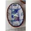 Image 2 : (3) Wicker Trays With Porcelain Trays