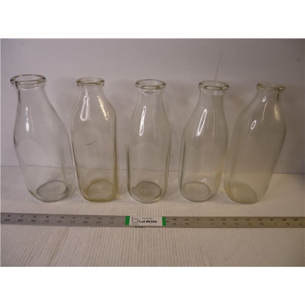 (5) Vintage Glass Milk Bottles