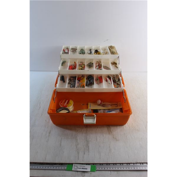 Plastic Tackle Box with Assorted Fishing Supplies