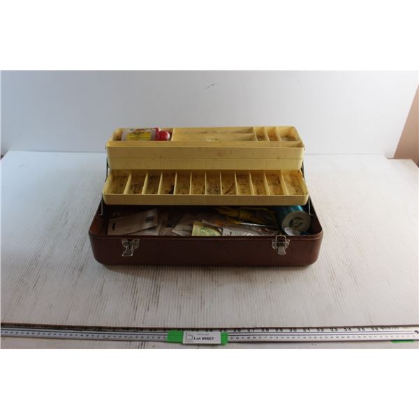 Metal Old Pal Tackle Box with Assorted Fishing Supplies