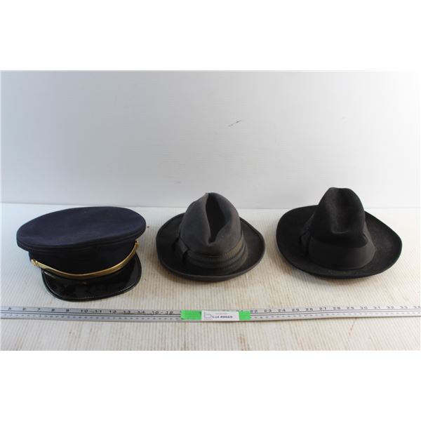 Navy Cap and (2) Hats