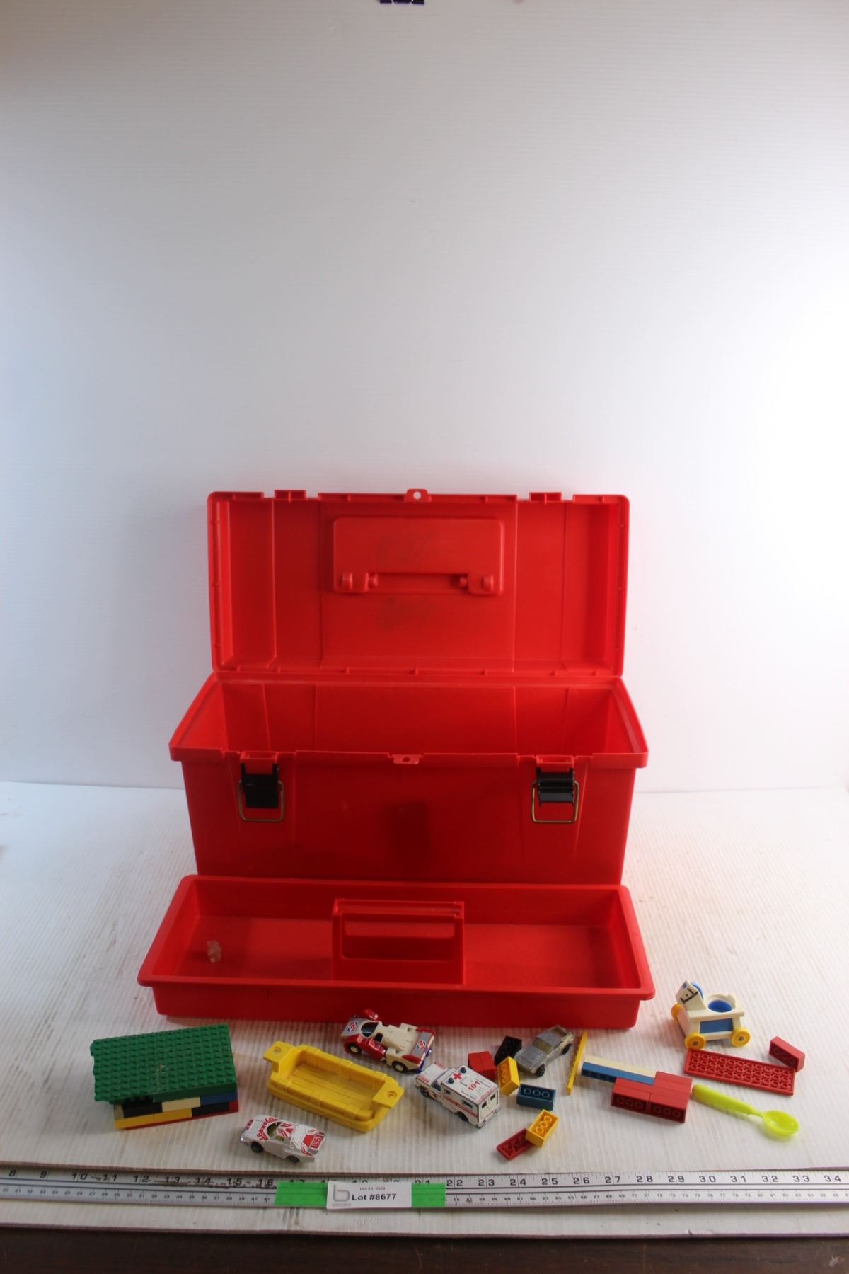 Tools Box Block Block Plano Large Plastic Tool Box and Assorted Building Blocks