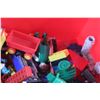 Image 9 : Plano Large Plastic Tool Box and Assorted Building Blocks