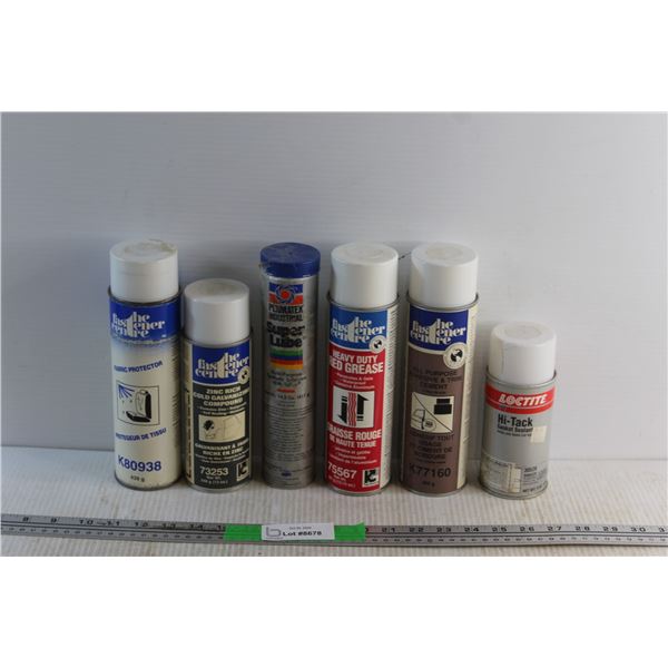 (6) Automotive Sprays - Galvanizing Compound. Red Grease and Gasket Sealant