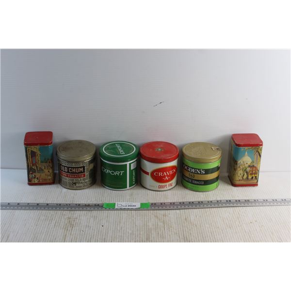 (2) Tea Tins and (4) Vintage Tobacco Tins - Old Chum, Ogden's and Craven