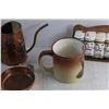 Image 10 : Copper Ash Trays, Watering Can, Salt & Pepper Shakers and Ceramic Banff Mug, I'm Spice Rack