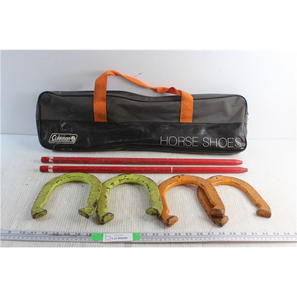 Coleman Horse Shoe Bag, (4) Horse Shoes and (2) Pins