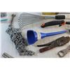Image 9 : Telescopic Magnet, Garden Rakes, Screwdriver, Wrenches, Nails, Screws and Assorted Items