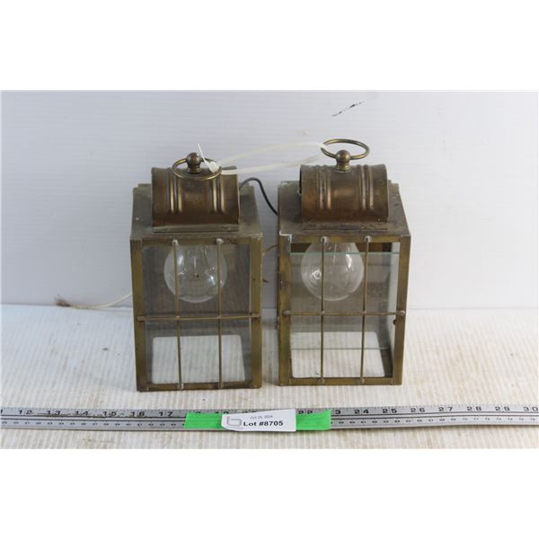 (2) Brass Outdoor Hanging Lights - As Is