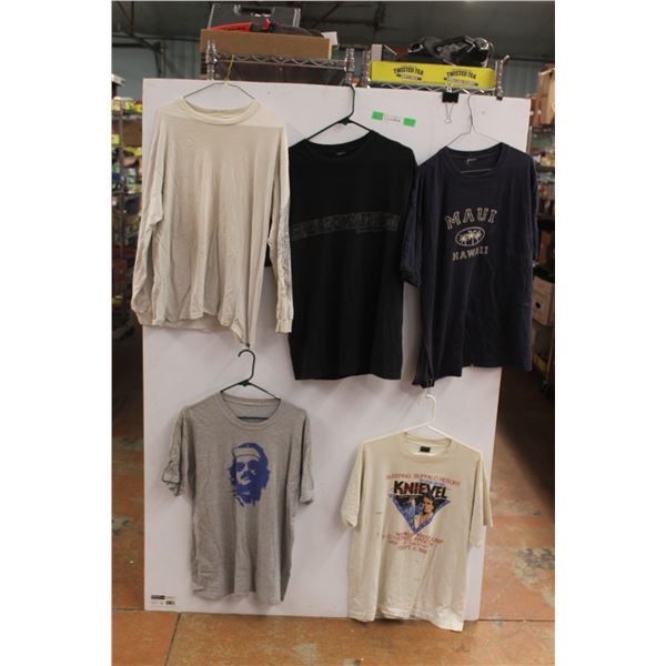 * (4) T Shirts and Long-sleeved Shirt - Size L