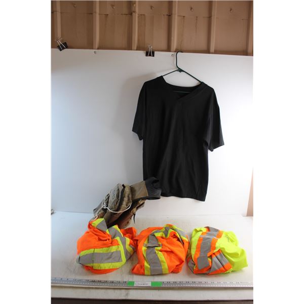 (3) Safety Shirts, Sylvester's Bar & Grill T Shirt - Size M and Bike Saddle Bag