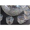 Image 3 : Glass  Iridescent Thumbprint Punch Bowl, (8) Matching Glass Cups and Ladle