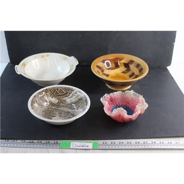 Soup Tureen and Ceramic, Wooden & Plastic Wrap Bowls