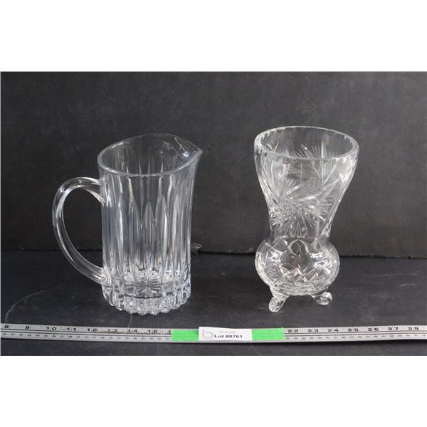 Glass Pitcher and Vase 9''