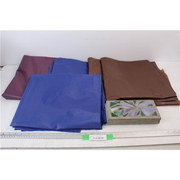 Stained Glass In Concrete Sidewalk Yard Decor, (5) Shower Curtains- Some Holes