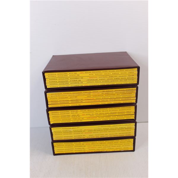 (5) National Geographic Book Holders- (6) Books In Each Stack
