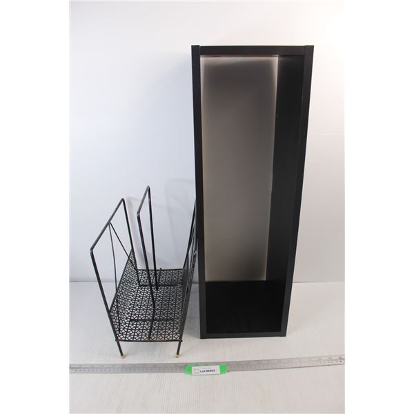 Magazine Rack w/ Wooden Shelf- 9''x 9.5'' x 28''