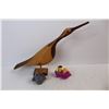 Image 13 : French Ornamental Doll, Carved Wooden Sandpiper, Hambrights Original Nut Cracker w/ Box, Misc.