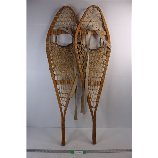 Pair Of Vintage Wooden Snow Shoes- 42.5'' Long