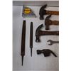 Image 2 : Tape Square, (2) Metal Files, (3) Hammers w/ Wooden Handles, 3/4 Wrench, 11/16 Wrench, Mastercraft C