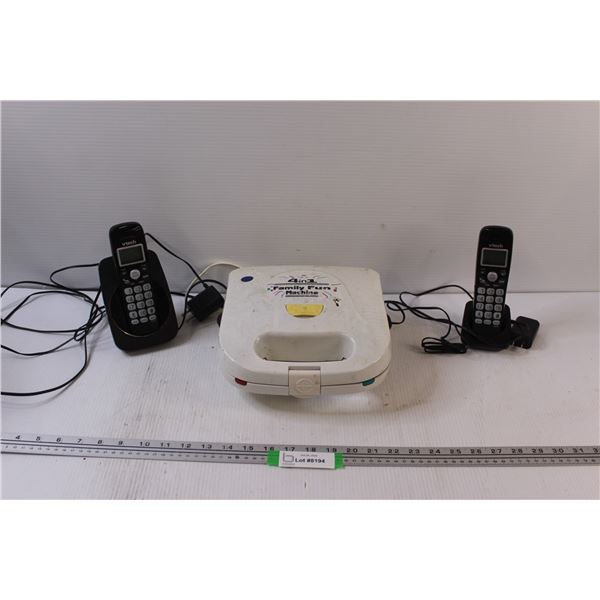 Grilled Cheese Maker - Powers On, & (2) Vtech Portable Landline Telephone - Powers On, as is