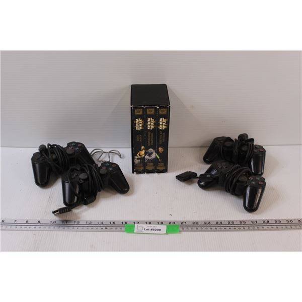 Star Wars VHS Set & (4) PlayStation Two Controllers - as is