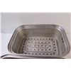Image 3 : Two Piece Stainless Steel Roaster Set w/Drain & Lid - 16" x 12" x 5" Each