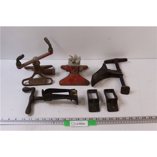 Cast Iron Wood Bench Clamps Set & (2) Metal Sprinklers