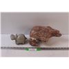 Image 1 : (2) Soapstone Carvings: Polar Bear (Damaged) & Hippopotamus (Some Wear)