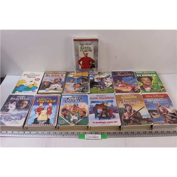(13) VHS Movies: Disney: Aladdin, Angels in the Outfield, Babes in Toyland, Alaska, Misc.