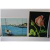 Image 4 : (4) Prints: Horse, Hummingbird, Sailing, Rose - 16" x 12" & (3) Vintage Anchor Hocking Coffee Mugs, 
