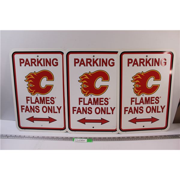 (3) Flexible Plastic Calgary Flames Fans Only Road Signs - 18" x 12"