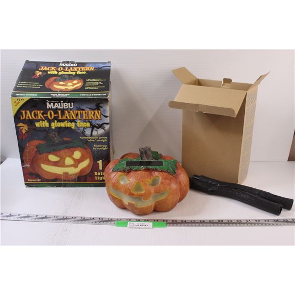 Malibu Solar Powered Jack-O-Lantern With Glowing Face & Dancing Broomstick Decoration - Handle Only