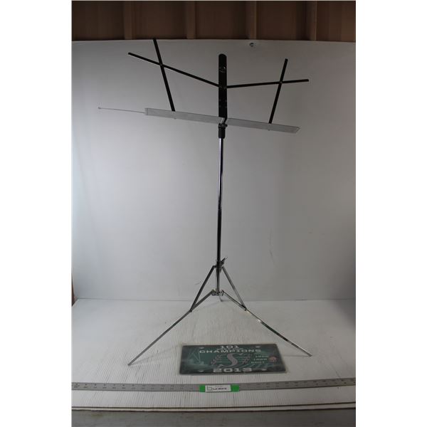 Music Sheet Stand, Roughriders Decorative License Plate