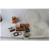 Image 1 : (6) Packs Of Fruit Jar Lids and Rings, Endust Filters, Plastic Cookie Tub
