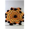 Image 1 : Crocheted Pillow (Orange, Yellow, Brown) 28" Diameter Approx