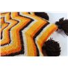 Image 2 : Crocheted Pillow (Orange, Yellow, Brown) 28" Diameter Approx