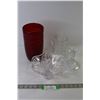 Image 1 : (2) Glass Vases, (1) Glass Fruit Bowl, (1) Glass Candle Holder