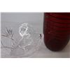 Image 3 : (2) Glass Vases, (1) Glass Fruit Bowl, (1) Glass Candle Holder