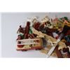 Image 4 : (3) Wood Baskets (Two at 11" x 9" x 5", One at 9" x 6.5" x 4"), Assorted Children's Toys