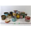 Image 1 : Assorted Metal Tins and Cans with (3) Glass Bottles