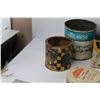 Image 3 : Assorted Metal Tins and Cans with (3) Glass Bottles