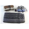Image 2 : Dell Keyboard, Electronic Digital FM/AM Clock Radio and Linksys Wi-Fi Router - As Is