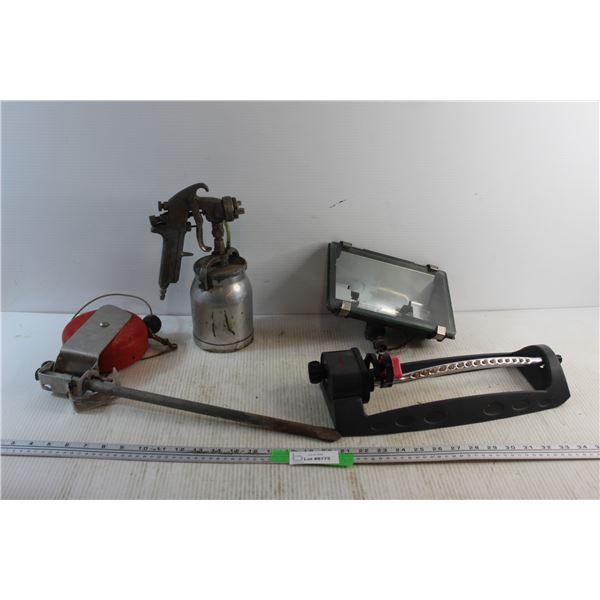 Oscillating Sprinkler, Air Powered Paint Gun, Yard Light and a Pulley